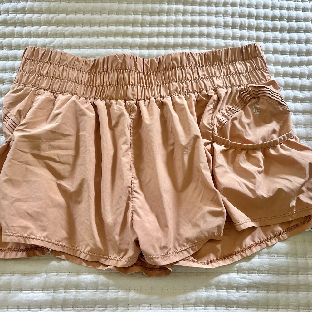Free People Tan Athletic Shorts Lightweight Elastic Waist